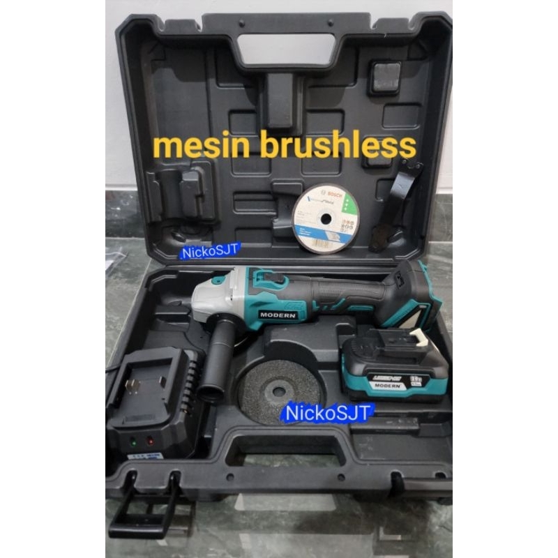 Brushless mesin gerinda M23 cas Modern 20V  cordless grinder grenda baterai batrei bonus batu grenda