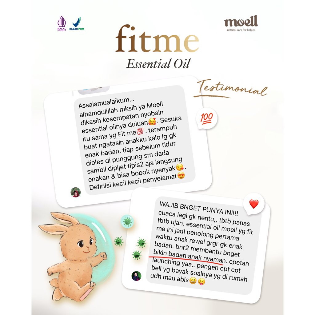 Moell Fitme Natural Essential Oil / Bantu Menyegarkan Tubuh Anak / BPOM semarang