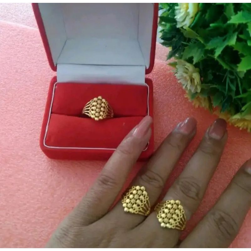 cincin dubai perhiasan wanita dewasa lapis emas Anti luntur