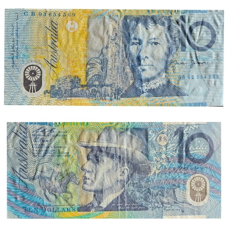 Uang Asing Polymer Terbaru Negara Australia 10 Dollar Dijamin Original 100% Kondisi VF utuh