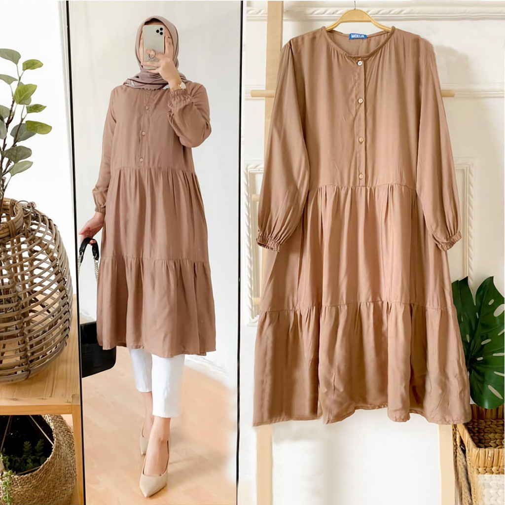 COD TUNIK WANITA || ELLENA KOREAN TUNIK REMPEL KATUN RAYON PREMIUM