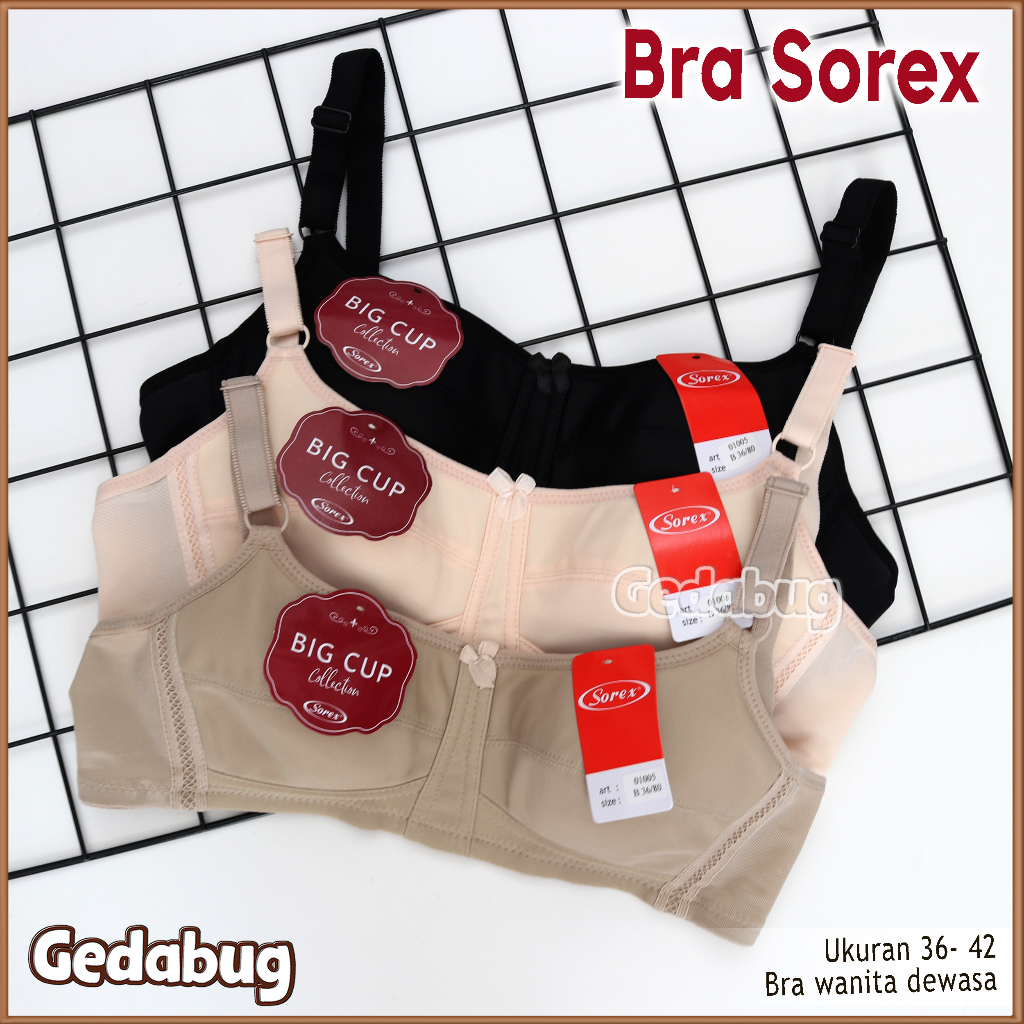 Sorex Bra 01005 Big Cup | Bra wanita dewasa Busa tipis tanpa Kawat Kait 2 | Gedabug