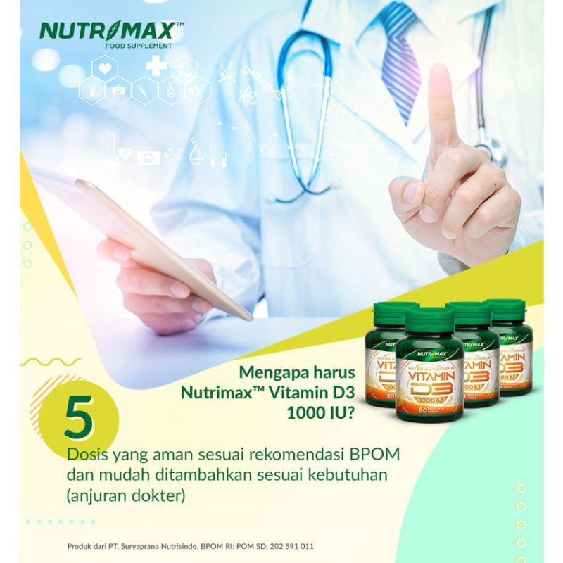 NUTRIMAX FOOD SUPPLEMENT VITAMIN D3 1000 IU ISI 60 KAPLET