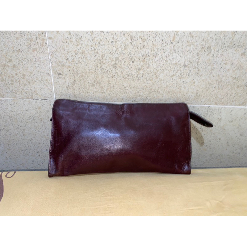 clutch hand bag pria brand SSAMZIE original - full leather - brown