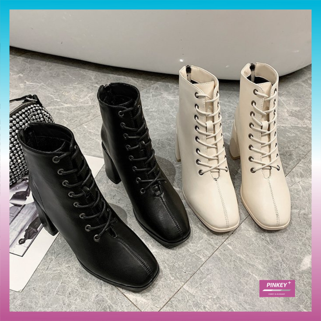 ✅PINKEY P165 Sepatu Boots Import Murah Wanita Terkini Flat Korea Model Tali