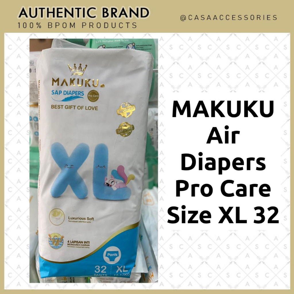 MAKUKU SAP Diapers Premium ProCare XL32 / Popok Bayi Tipis Extra Dry