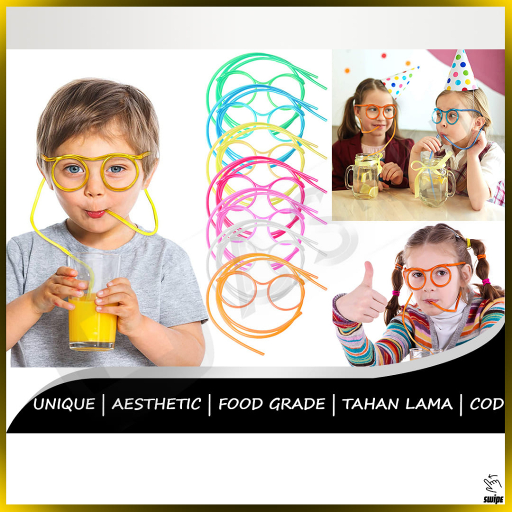 Sedotan Kacamata Drinking Glasses Straw Fun Kaca Mata Pipet Pipa Unik