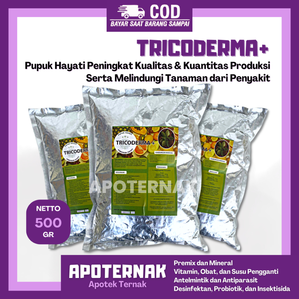 TRICODERMA Plus 500 gram | Pupuk Hayati Trichoderma Tricoderma Trikoderma Pupuk Organik mengatasi busuk akar dan buah, Fungisida Hayati Trichoderma Layu Fusarium Cabe Keriting