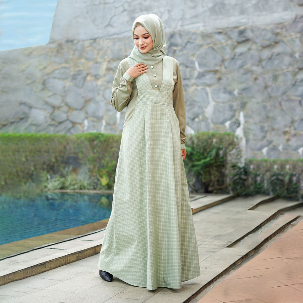 Gamis Remaja Motif Kotak-Kotak Bahan Katun Toyobo Elbies 03 by Keke