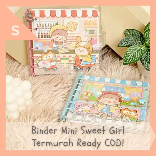 

[simplyshop] Buku Catatan Mini Notebook Binder Loose Leaf PVC Jelly File Motif Cute Sweet Girl Momo Today's Business 13 x 13 cm 6 Ring Organizer Kertas Alat Tulis Jurnal Bingkisan Hadiah Sekolah Album Koleksi