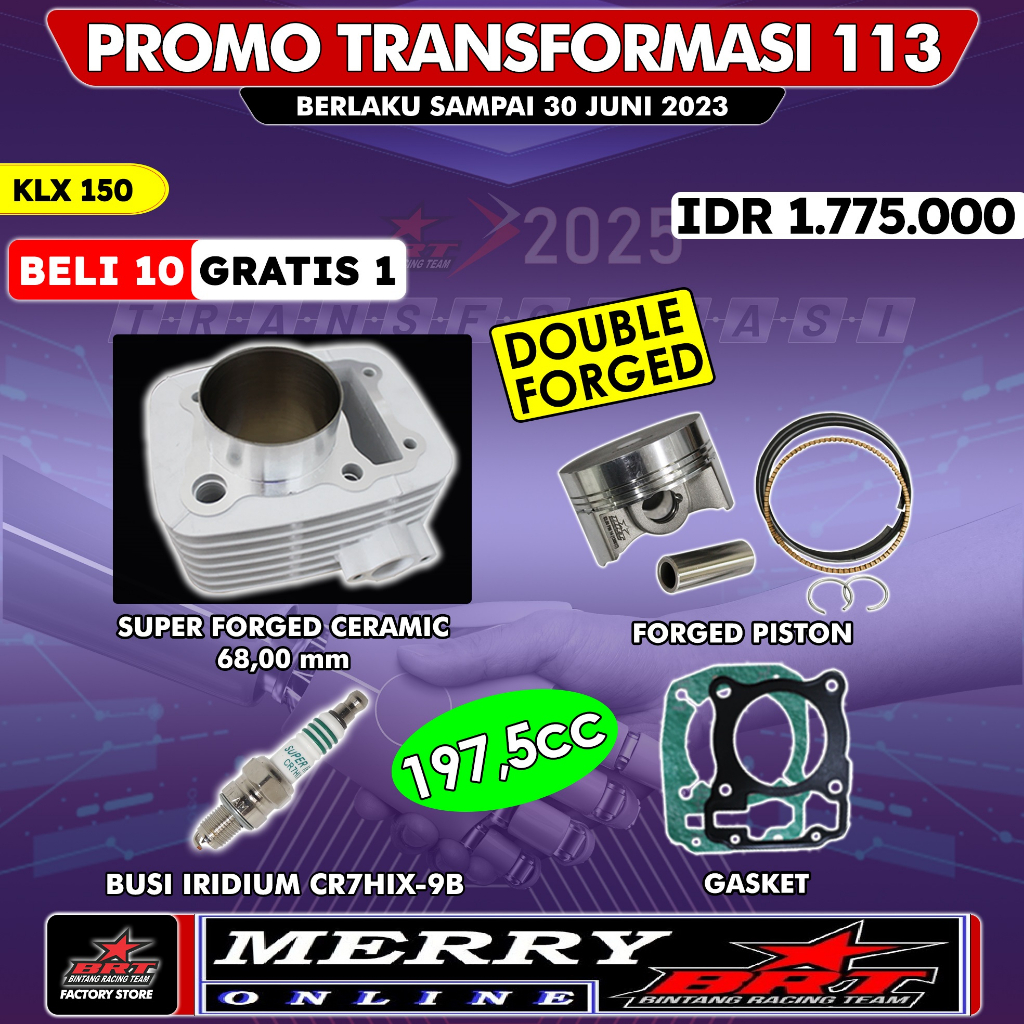 Promo 101 107 113 BRT Bore Up Trabas KLX 140 150 BF D-Tracker Blok Ceramic 63mm 66mm 68mm Piston Coak