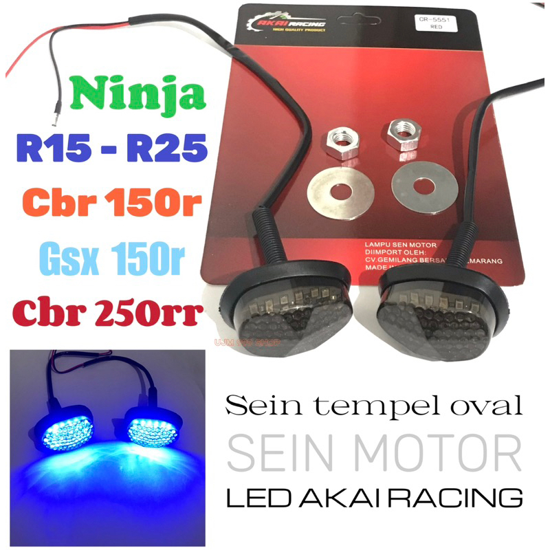 Sein Tempel Oval Akai R Cr-5551 Lampu Sen Tempel Universal Buat Cbr ,R15 ,R25 ,Ninja ,Gsx Dan Motor Lainnya