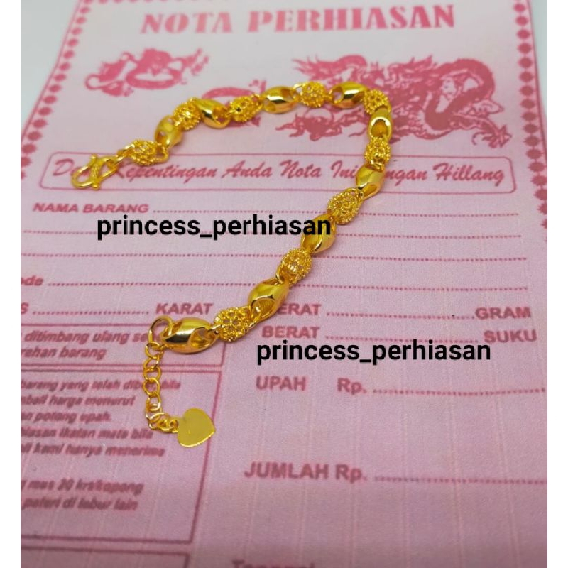 gelang tangan mas Hongkong import lapis emas 24k