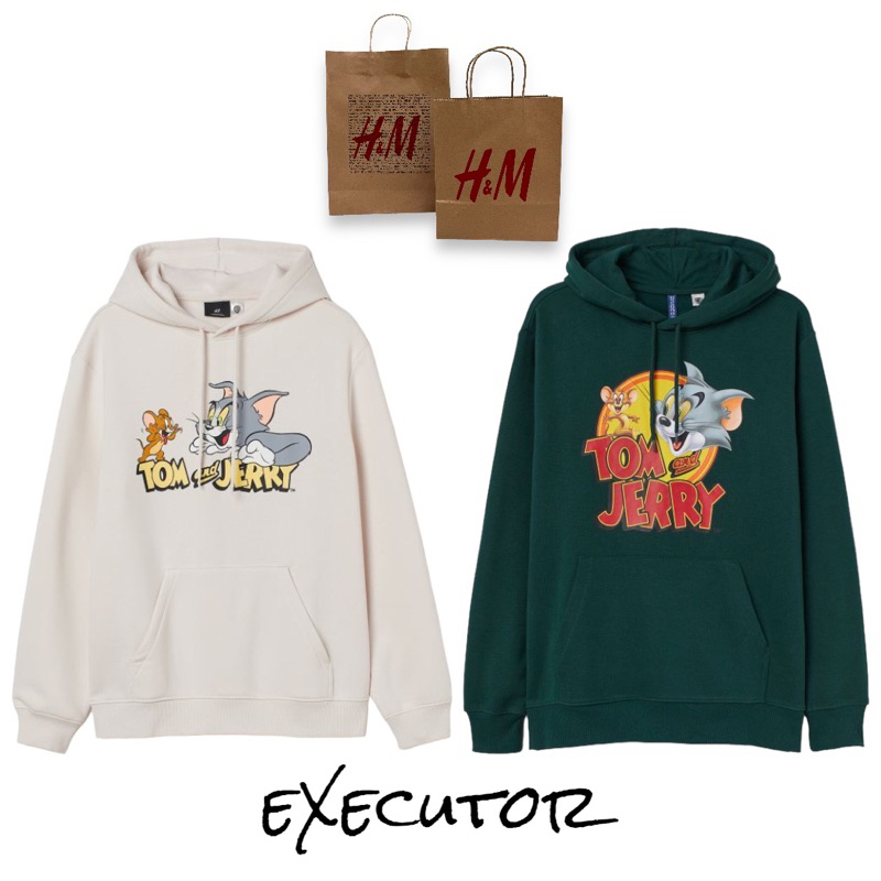 ( 8.8 ) Hoodie H&amp;M Unisex Sablon Tom and Jerry, Flecee Katun Lembut Tebal, Free Papperbag