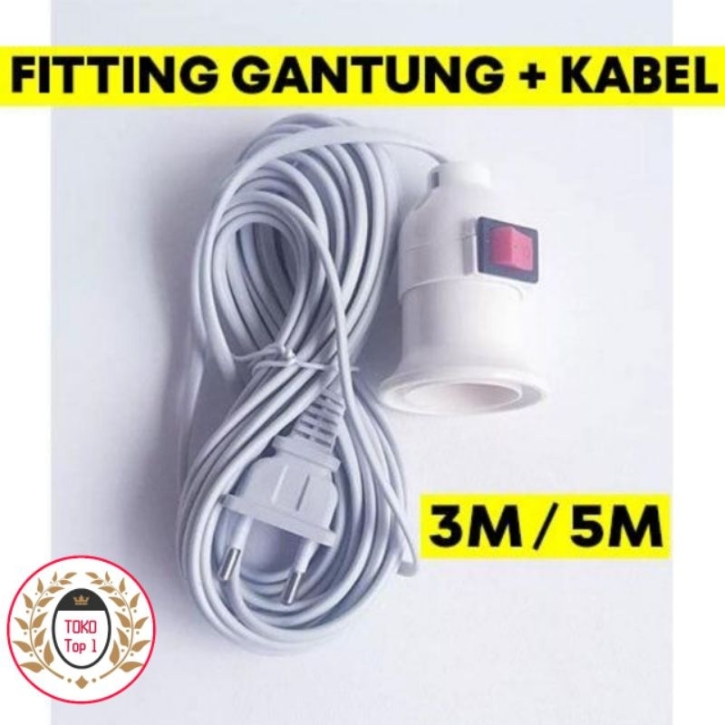 fitting lampu dan kabel 5m 5meter/ fitting rumah saklar swich/ kabel fitting