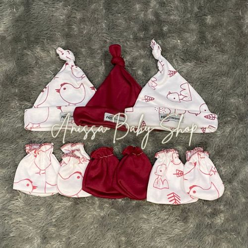 9IN1 Paket bedong dan topi set sartaki seri maroon