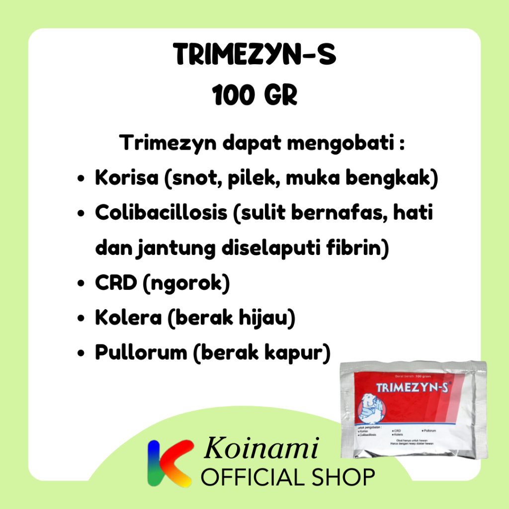 TRIMEZYN S 100 gram OBAT AYAM / CRD KOLERA / MEDION