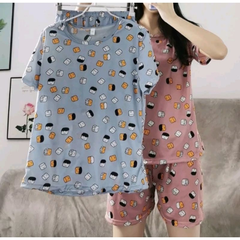 Q845 - Setelan Piyama Korea / Piyama Lengan Pendek / Baju Tidur Wanita Dewasa / Baju Tidur Lengan Pe