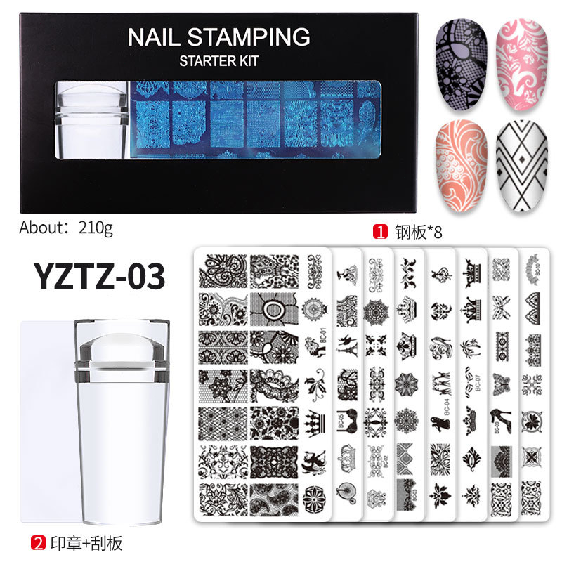 1Set Stamper+Scraper+Plat Buat Gambar Untuk Nail Art / Manicure Diy