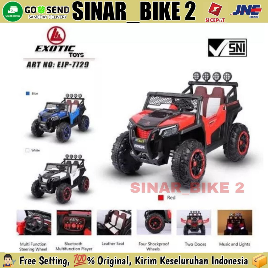 Mobil Aki EXOTIC EJP 7729 Jok Kulit Remote Control Mainan Anak &amp; Mobilan Aki EXOTIC EJP 7720+ Ban Eva JEEP off Road Mainan Anak