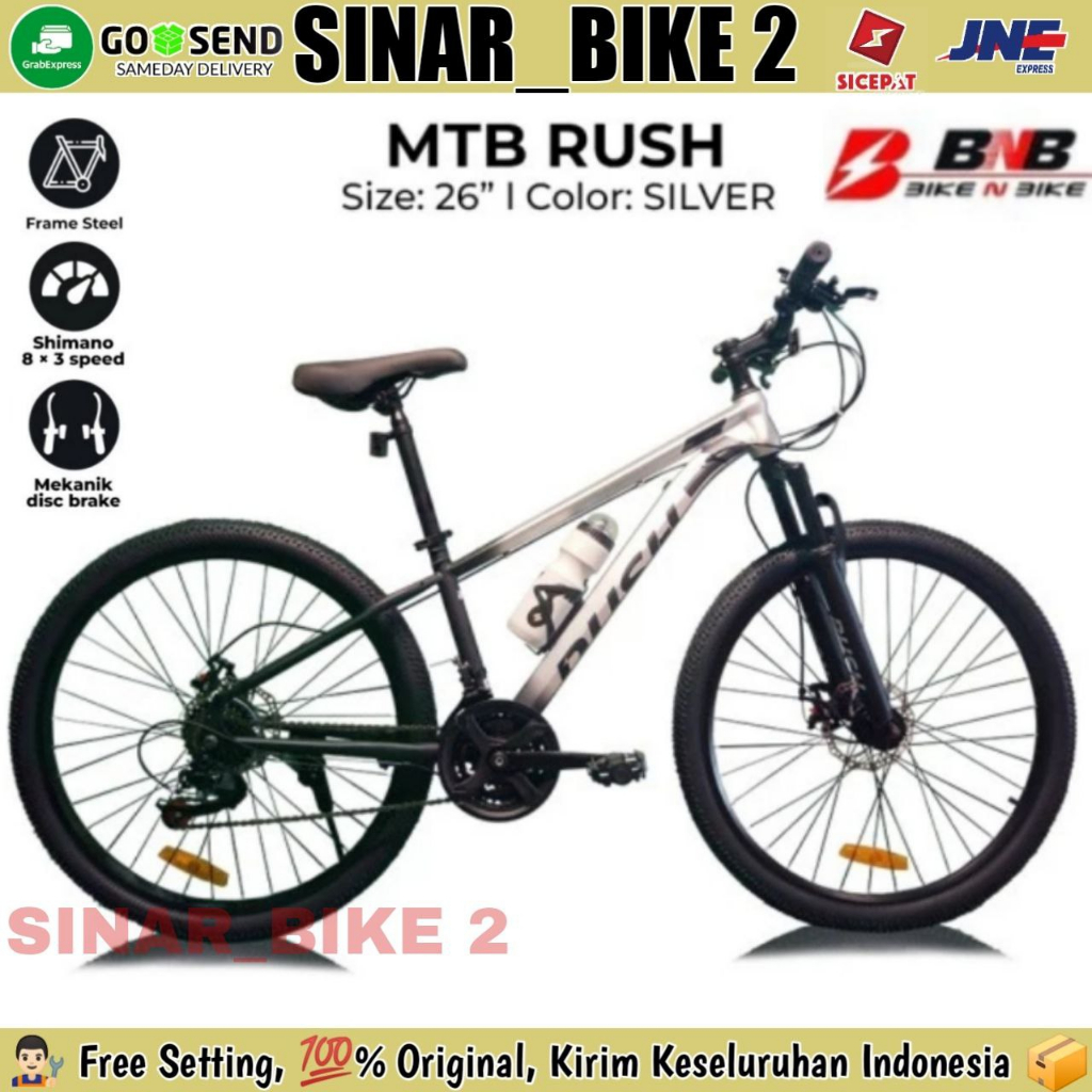 Sepeda Gunung MTB Rush Ukuran 26 Inch 21 Speed Shimano