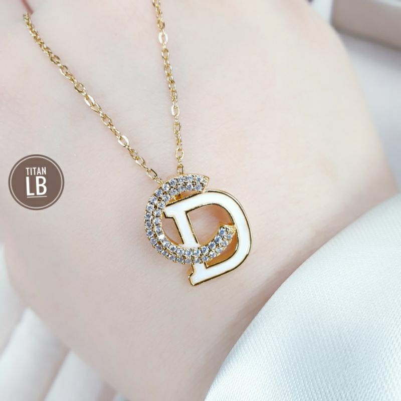 Kalung Rantai Titanium Mata Diamond Fashion Gold Cantik Dan Simple N14042302