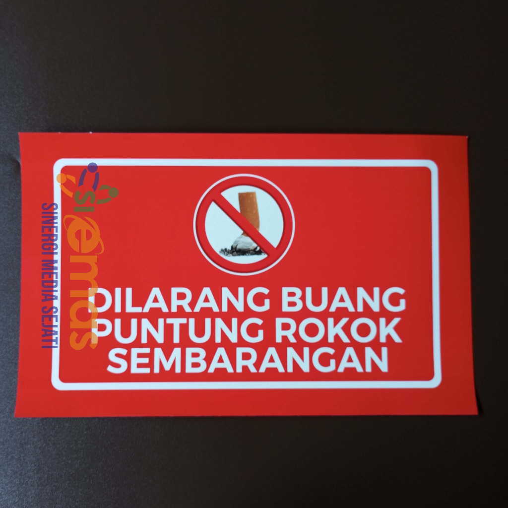Stiker Dilarang Buang Putung Rokok Sembarangan | Sticker Larangan Buang Putunng Rokok | Stiker Jaga 