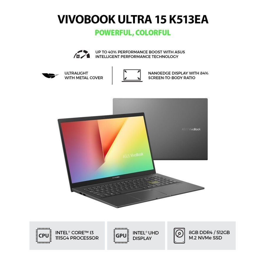ASUS VIVOBOOK ULTRA 15 K513EA-OLED524|i5-1135G7|8|256|IrisXe