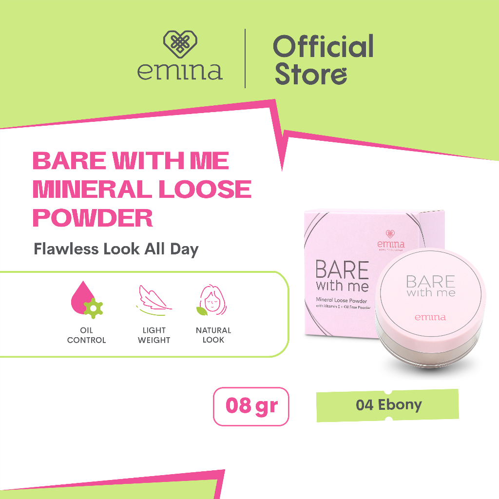 Emina Bare With Me Mineral Loose Powder 8 g - Bedak Tabur Ringan & Tahan Minyak