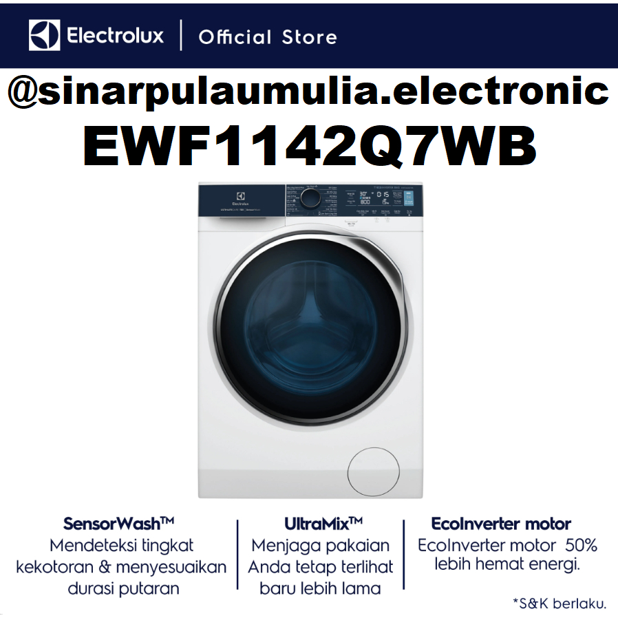 Electrolux Mesin Cuci Front Loading 11 KG - EWF1142Q7WB / EWF 1142Q7 WB / EWF 1142Q7WB / EWF1142 Q7W