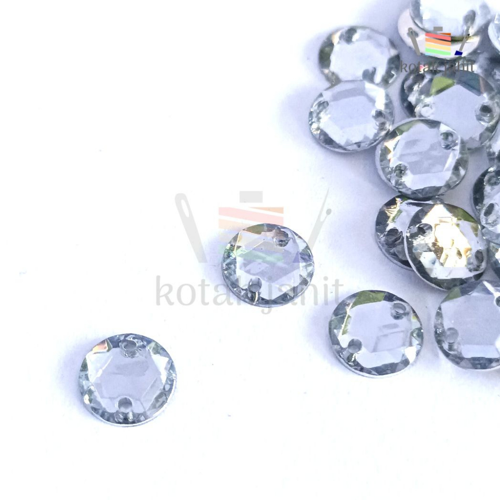 Nobira98 (10 Gram) Manik Manik-Manik Mote Monte Bulat Diamond Jahit/Tempel Diameter 10Mm 10 Mm Parel