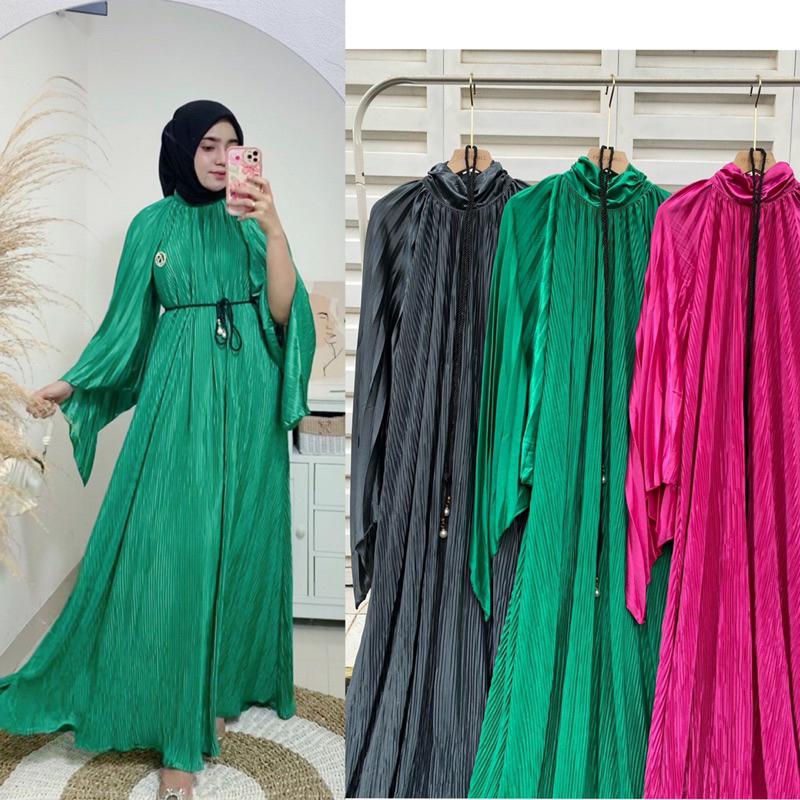 Import Pleats dress / dress plisket bahan silky pleats