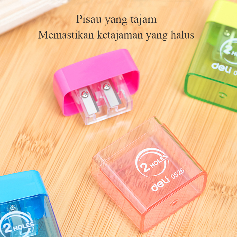 Deli Rautan Desain tabung karbon tembus pandang rautan pensil putar serutan pensil putar serutan rautan pensil Pencil Sharpener E0526
