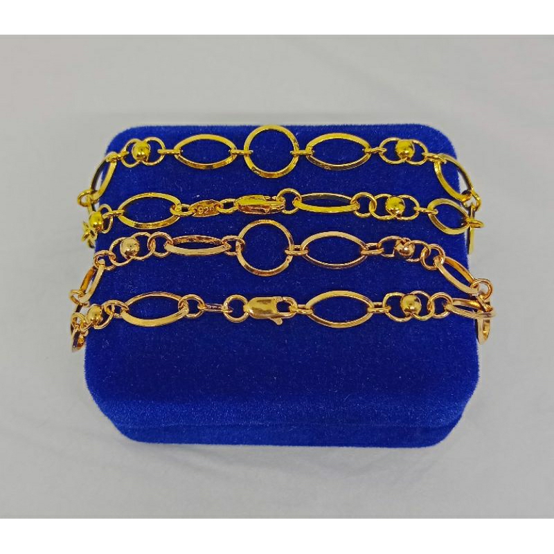 gelang tangan rantai hollo ovall vensy/perak asli silver 925 lapis emas/perhiasan fashion wanita terbaru