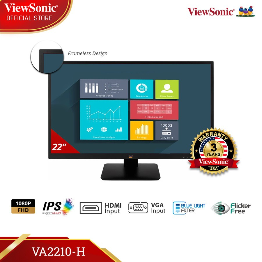 ViewSonic VA2210-H 22'' IPS Monitor FHD HDMI and VGA input