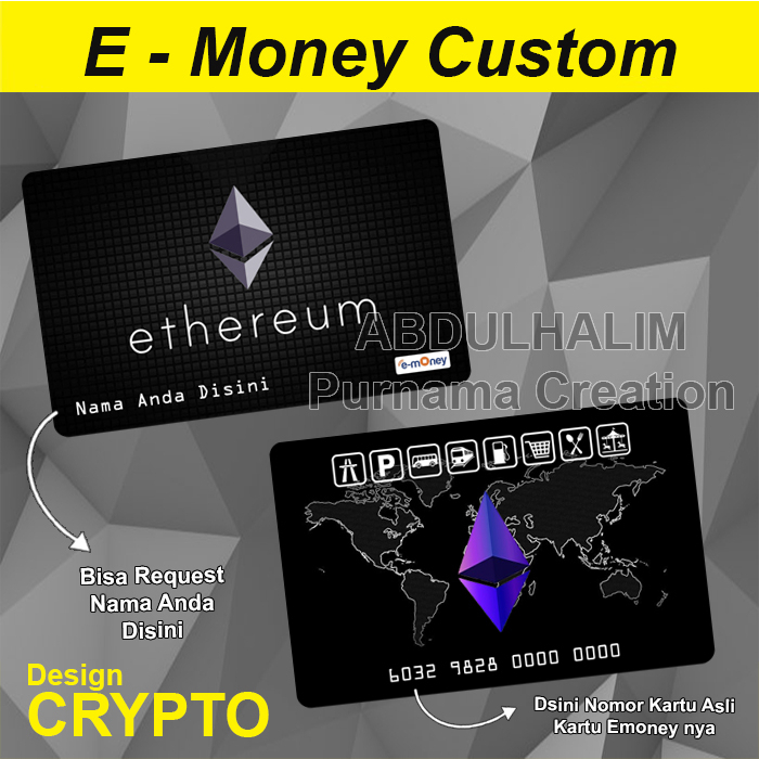 Kartu Emoney E Money Custom Design Crypto Bitcoin Ethereum Bit Coin