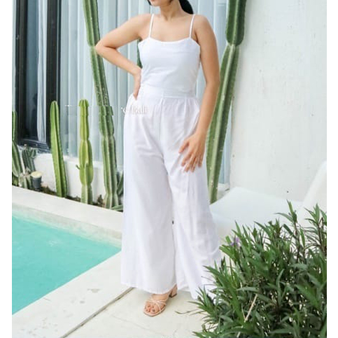 TWO PIECE SET BAJU DAN CELANA PANJANG WANITA ONE SET MOTIF POLOS SUPER KEKINIAN