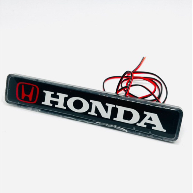 Emblem Logo Grill Mobil Tulisan Honda+Lampu