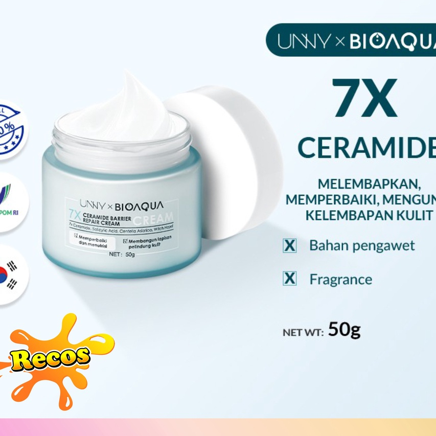 BIOAQUA 7X Ceramide Skin Barrier Repair Moisturizer Cream 50g Pelembab Wajah Cream Pemutih Wajah Day Cream Night