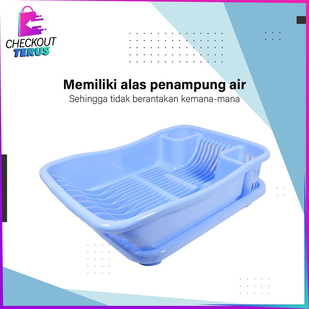 CT C845 Rak Piring Plastik Serbaguna dengan Nampan Rak Tirisan Piring Wastafel Dish Drainer Rak Pengering Cuci Mangkok Gelas