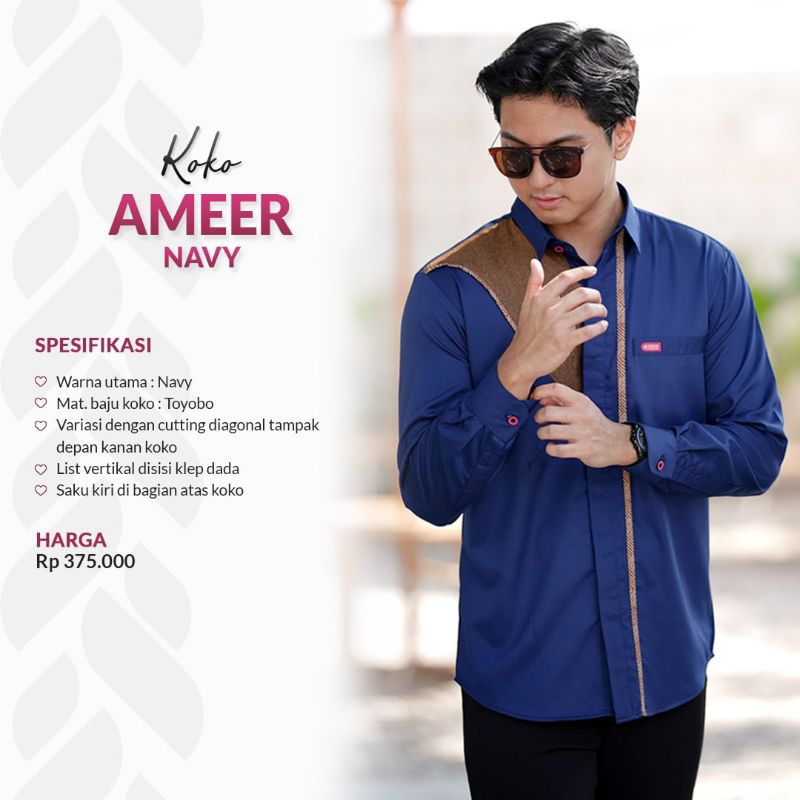 couple lebaran Sarimbit lebaran Aulia Koko Ameer NAVY & Set Gamis Savina Blue Saphiree