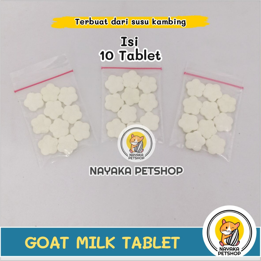 Tablet Susu Kambing Isi 10 Pcs Snack Hamster Goat Milk Suplemen Kalsium Cemilan Ekstra Food Camilan Hewan