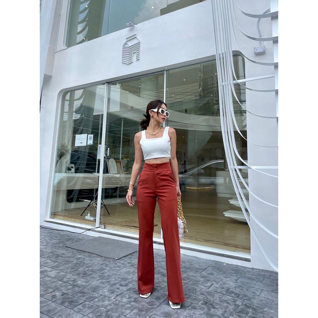 [ORI/AUTHENTIC] 008 PROMTHONG Celana Panjang Cutbray High Waist Culottes 2 Button Wanita Import Prem