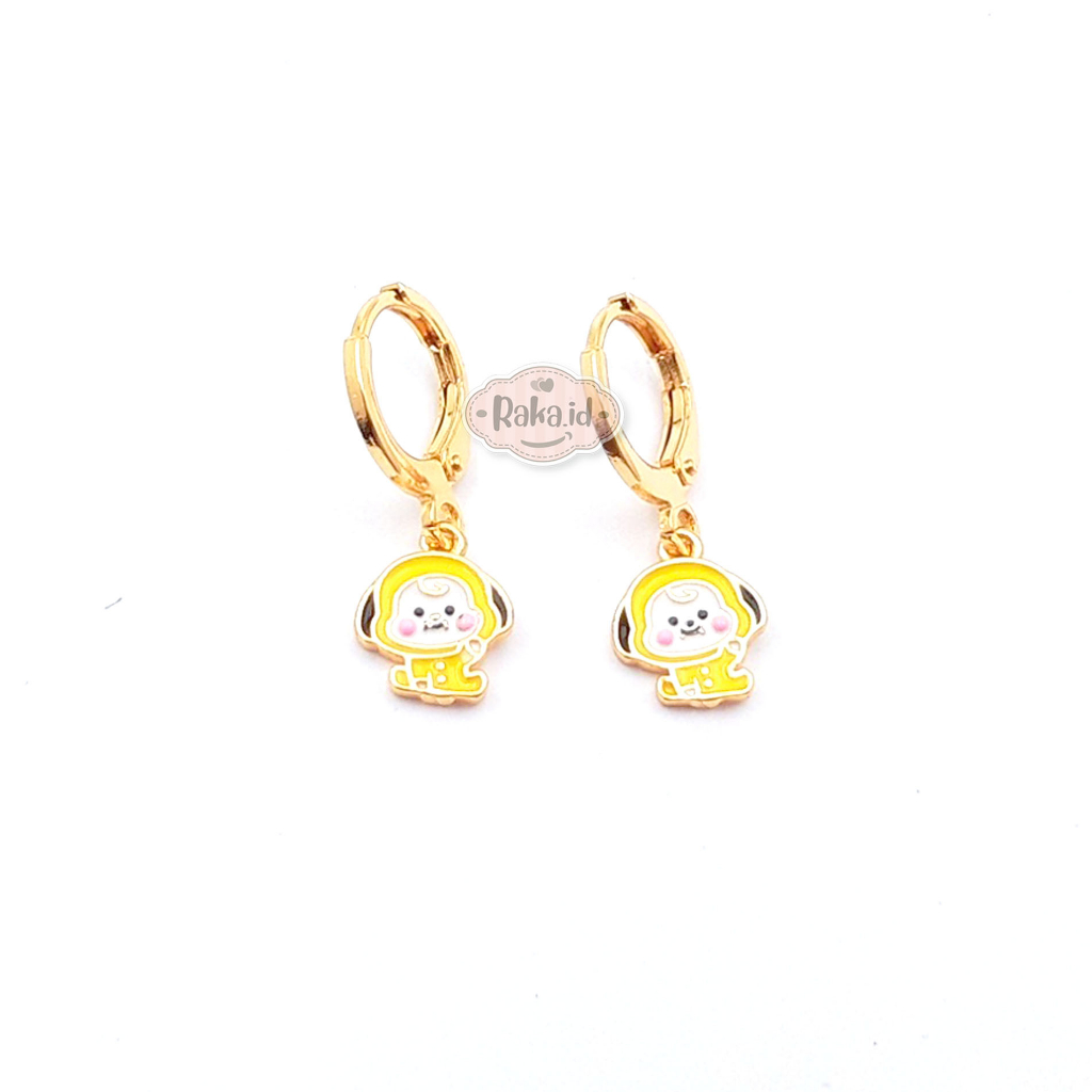 Anting Clip / Klip Bulat Motif Chimmy BT21 Perhiasan Aksesoris Wanita / Anak 1035