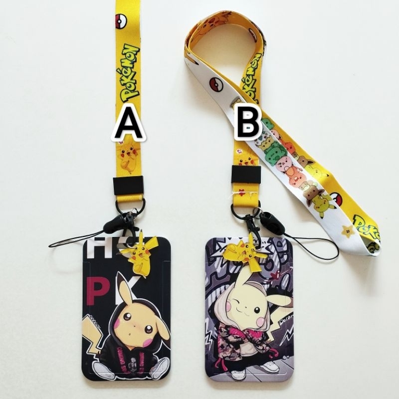 

Pikachu Pokemon ID Card Holder Lanyard 1 Name Tag Gantungan Kalung Wadah Kartu Nama