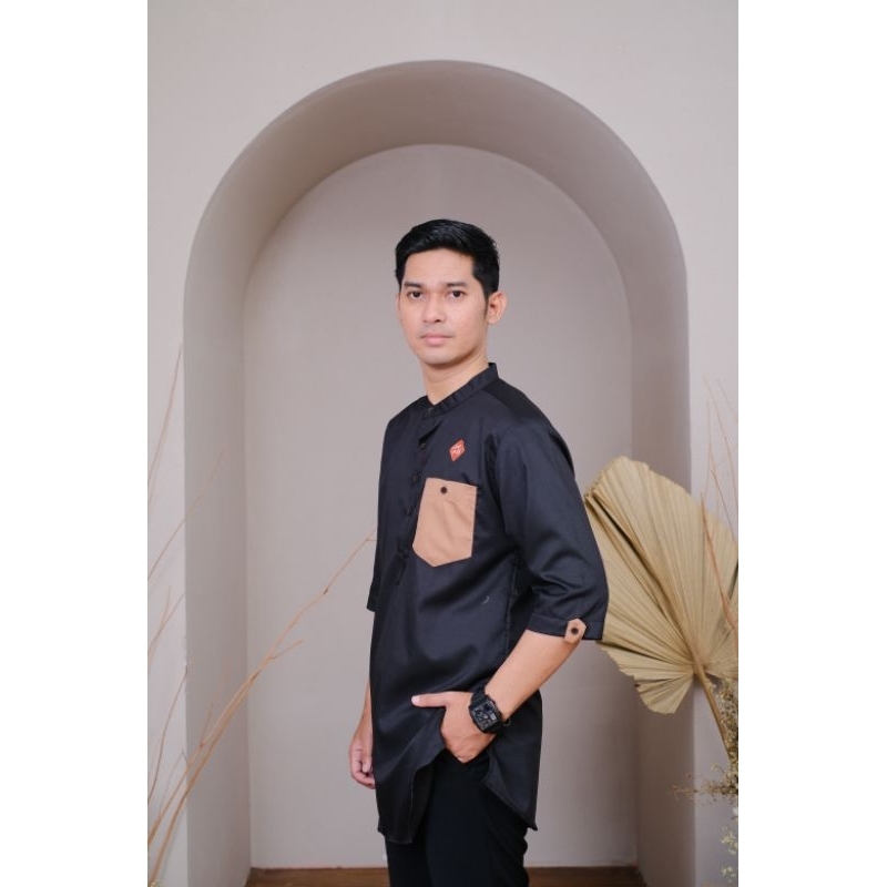 Arqom - Baju Muslim Kurta Pakistan Pria Dewasa Gold Kemeja Koko