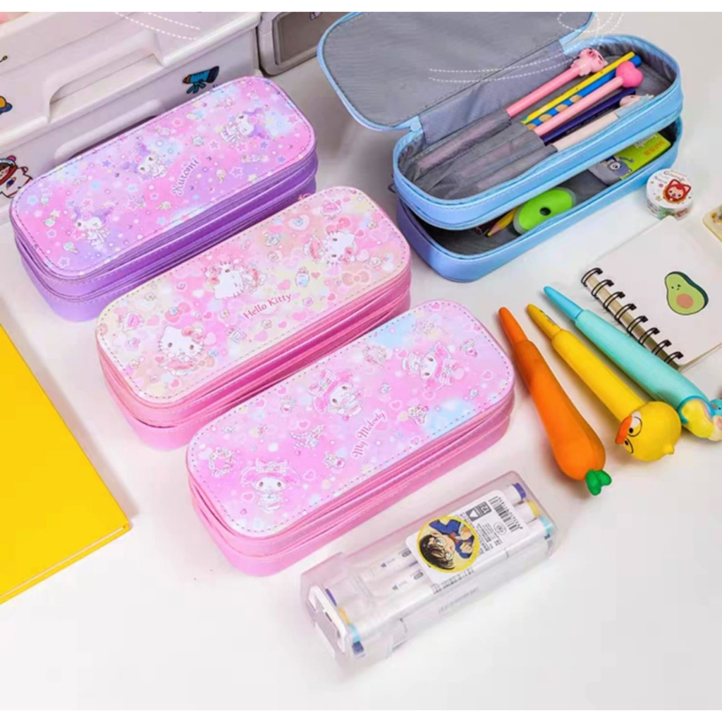 

tempat pensil 2 sleting semi kulit