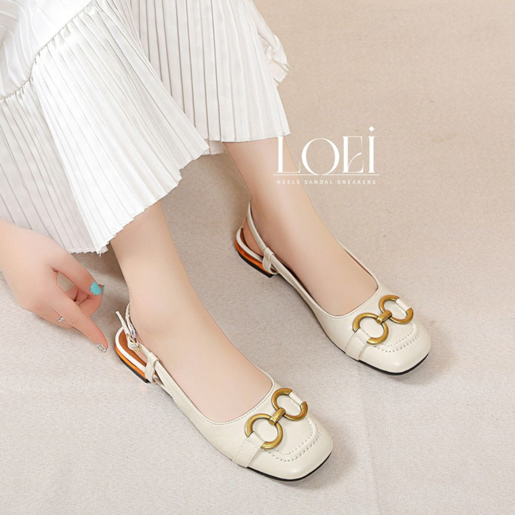 Sepatu Flatshoes 0621 Model Sling Back Sendal Sehari Hari Wanita Kekinian Terbaru