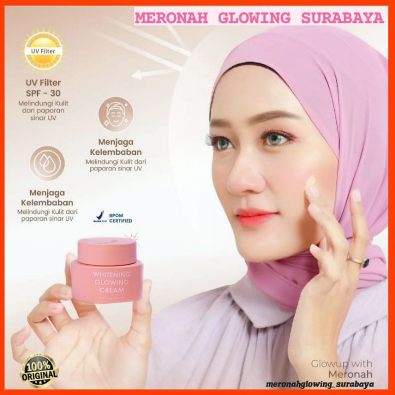 MERONAH WHITENING GLOWING CREAM, DISTRIBUTOR RESMI MERONAH(COD,)