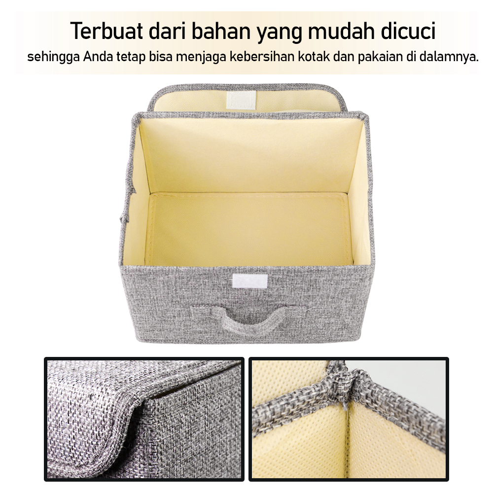 Kotak Penyimpan Pakaian Storage Box Foldable with Lid Small - FR225 - Gray